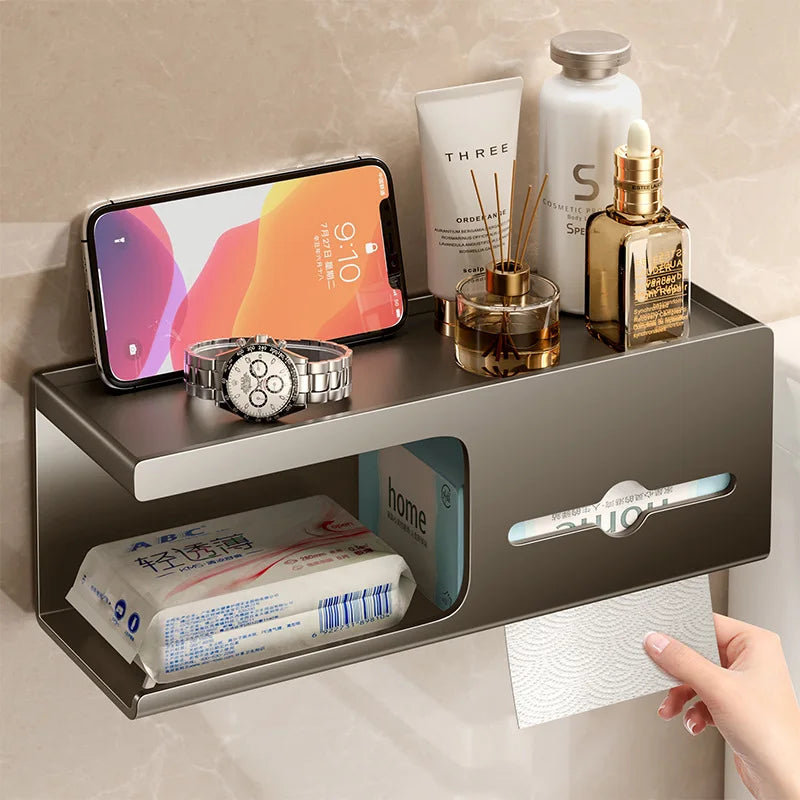 Toilet tissue box, shelf  toilet waterproof non-perforated hand towel  drawer paper box wall-mounted toilet paper box